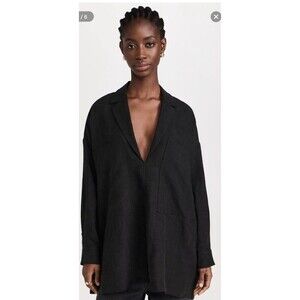 NWOT Merissa  Webb Women Blazer Linen oversized Tunic Top Size Small Black